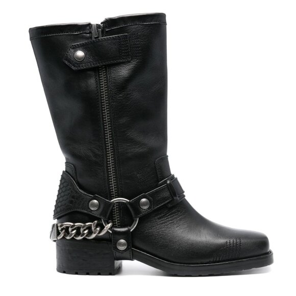 ZADIG & VOLTAIRE Womens Size 37 Ignata Black Leather Moto Biker Boots - Picture 1 of 3